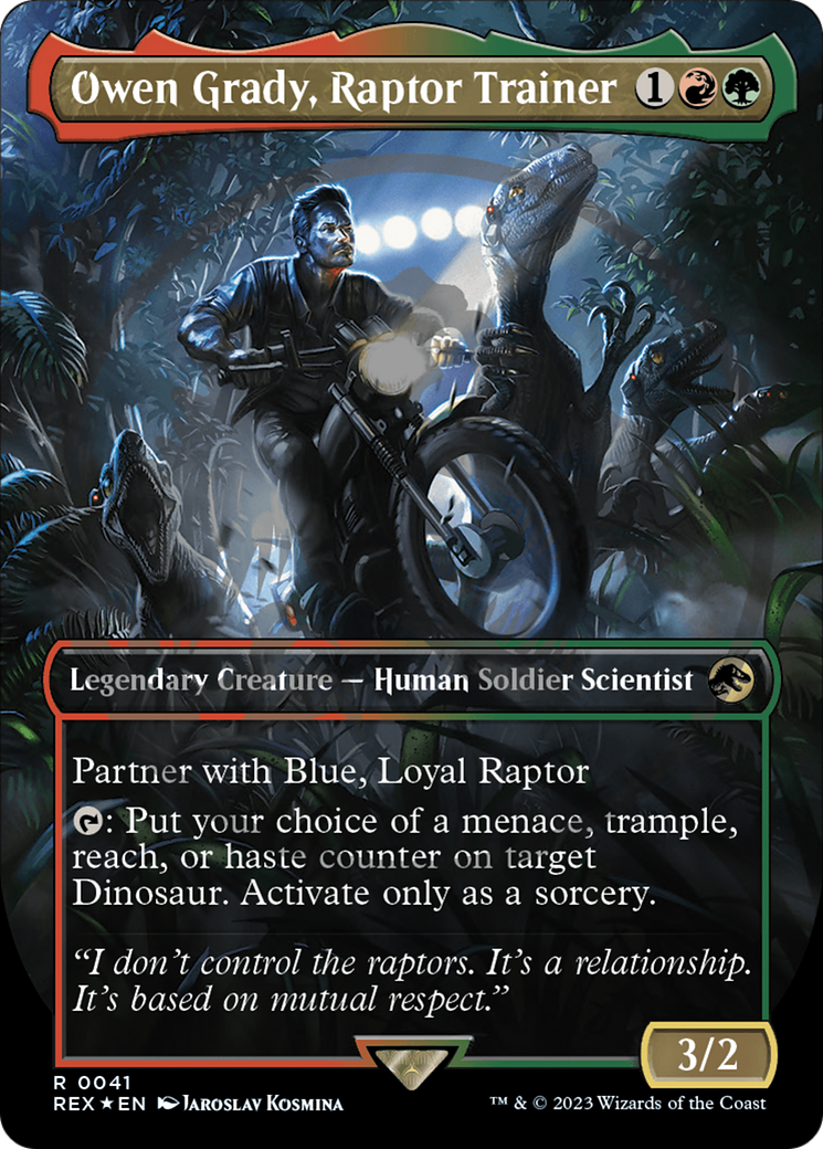 Owen Grady, Raptor Trainer (REX-041) - Jurassic World Collection (Borderless) Foil