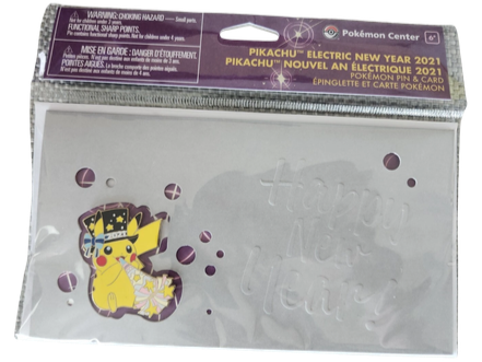 Pokemon Center Greeting Card Pins - Pikachu Electric New Year 2021