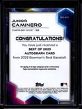 2023 Bowman's Best Junior Caminero #B23-JCO Autograph Green Refractor /99