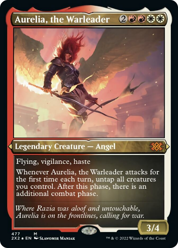 Aurelia, the Warleader (2X2-477) - Double Masters 2022 Etched Foil