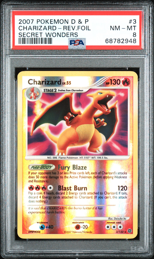 PSA 8 CHARIZARD-REV.FOIL SECRET WONDERS