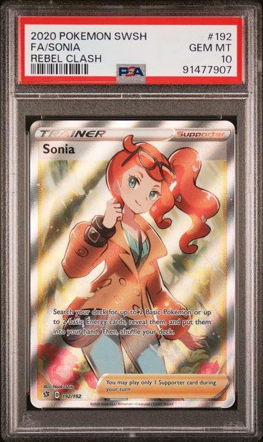 2020 POKEMON SWORD & SHIELD REBEL CLASH #192 FA/SONIA REBEL CLASH PSA 10