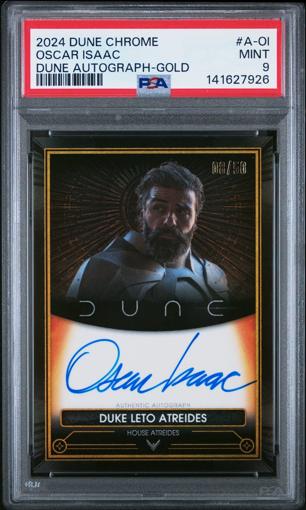 2024 Topps Chrome Dune - Oscar Isaac - On-Card Autographs - Gold Limited to /50 #A-OI - PSA Graded Card