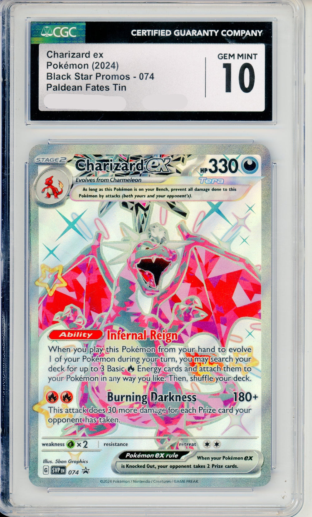 Pokemon Graded: Charizard ex #74 Paldean Fates Tin Promo (2024) Holo CGC 10