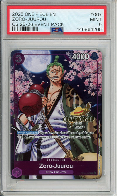 One Piece Graded: Zoro-Juurou OP05-067 Championship 25-26 Event Pack PSA 9