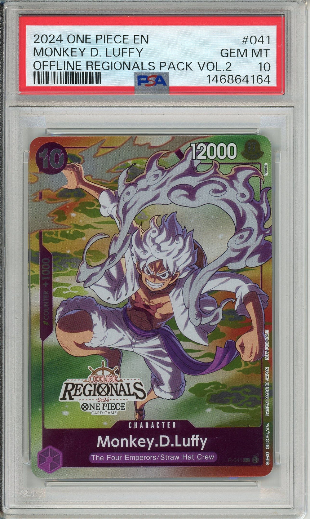 One Piece Graded: Monkey D. Luffy P-041 Offline Regionals Pack Vol.2 (2024) PSA 10