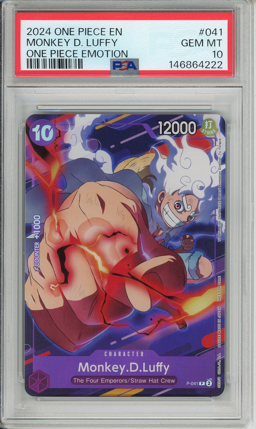 One Piece Graded: Monkey D Luffy P-041 Emotion Promo (2024) PSA 10