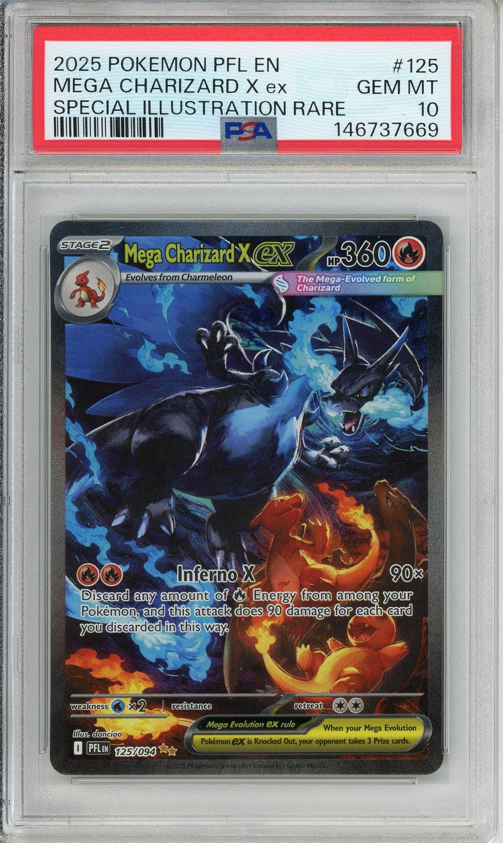 Pokemon Graded: Mega Charizard X ex 125/94 Phantasmal Flames (2025) SIR PSA 10