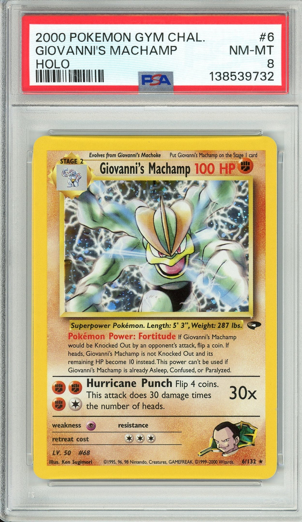 Pokemon Graded: Giovanni's Machamp 6/32 Gym Challenge (2000) Holo PSA 8