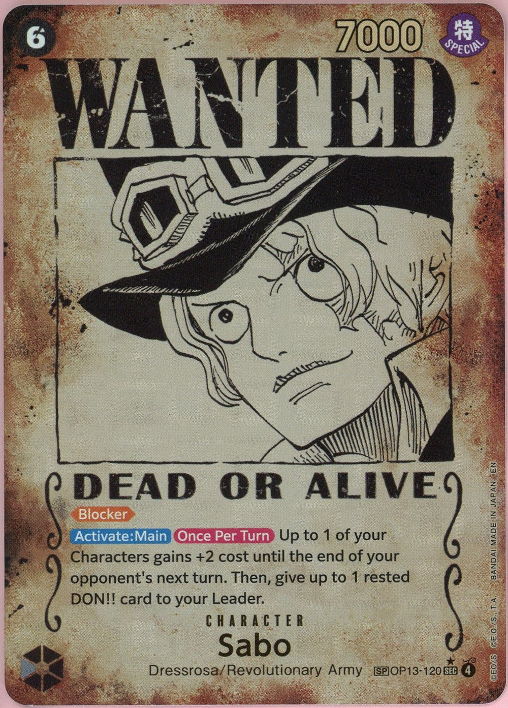 One Piece Single: Sabo Wanted Poster OP13-120 Carrying On His Will MP