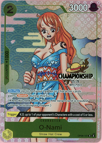 One Piece Single: O-Nami OP06-101 Wings Of The Captain Championship 25-26 NM