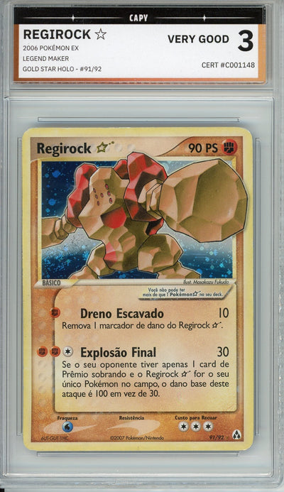 Pokemon Graded: Portuguese Regirock Gold Star 91/92 Legend Maker (2006) Holo CAPY 3