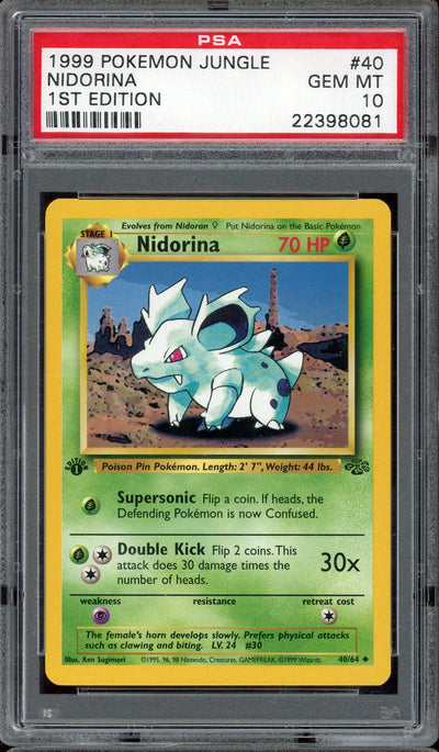 PSA 10 NIDORINA 1ST EDITION JUNGLE 1999