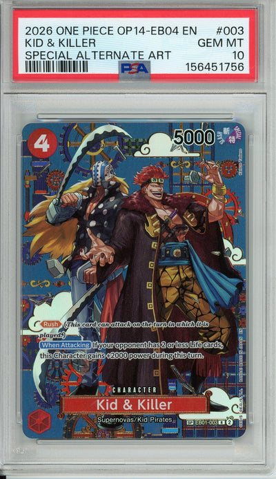 One Piece Graded: Kid & Killer EB01-003 Special Alternate Art PSA 10
