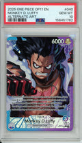 One Piece Graded: Monkey D. Luffy OP11-040 Fist Of Divine Speed Leader Alt Art PSA 10