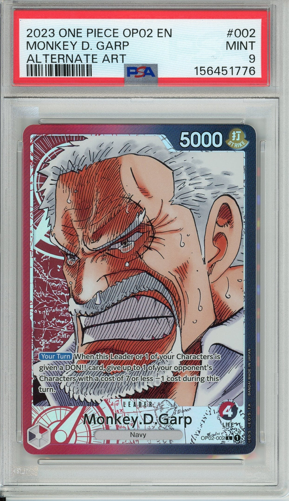 One Piece Graded: Monkey D. Garp OP02-002 Paramount War Alternate Art PSA 9
