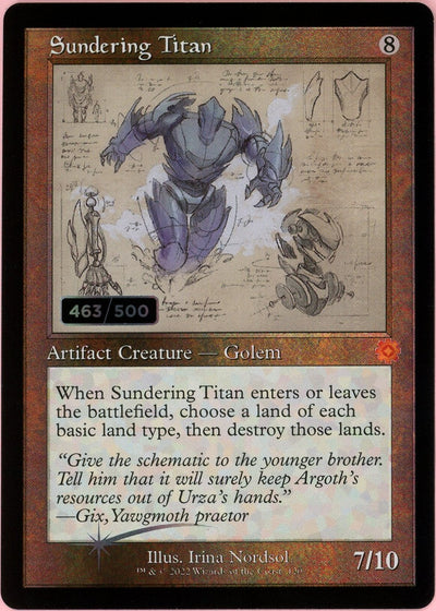 MTG Single: Sundering Titan Serialized 463/500 Brother's War Retro Artifacts NM