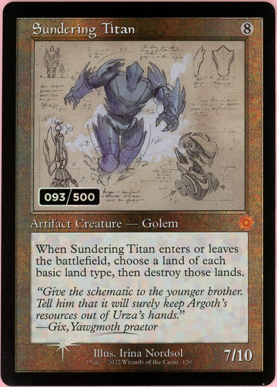 MTG Single: Sundering Titan Serialized 93/500 Brother's War Retro Artifacts NM