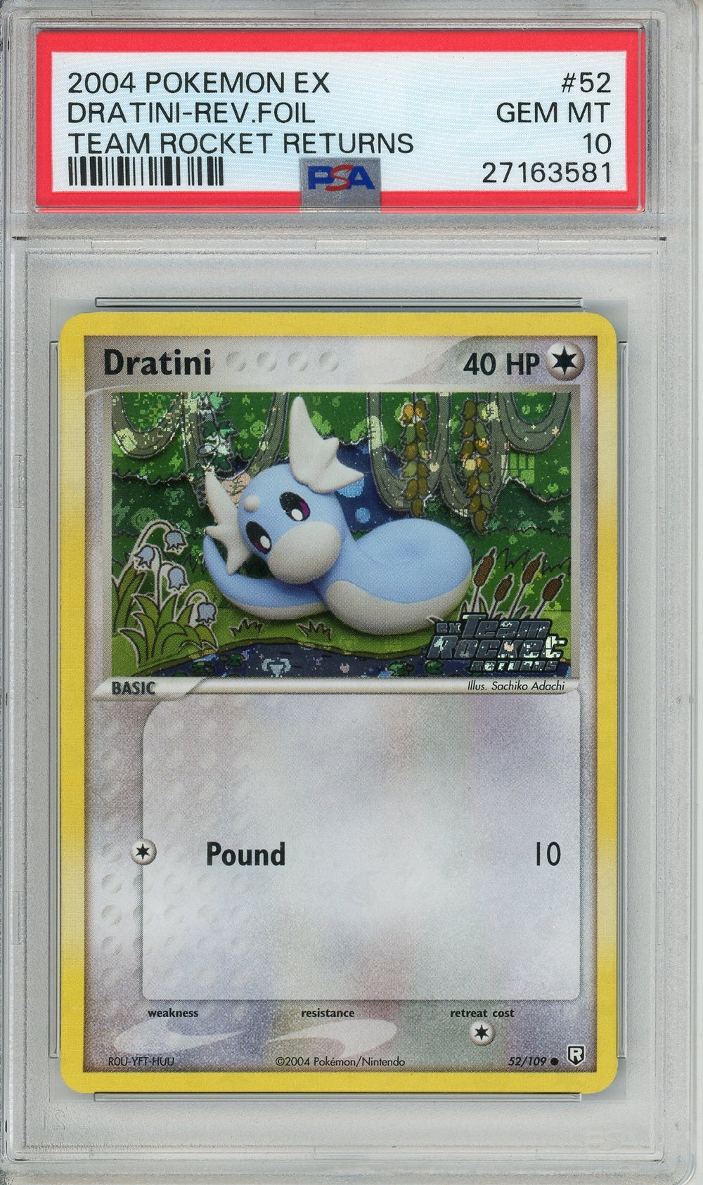 Pokemon Graded: Dratini 52/109 Team Rocket Returns (2004) Reverse Foil PSA 10