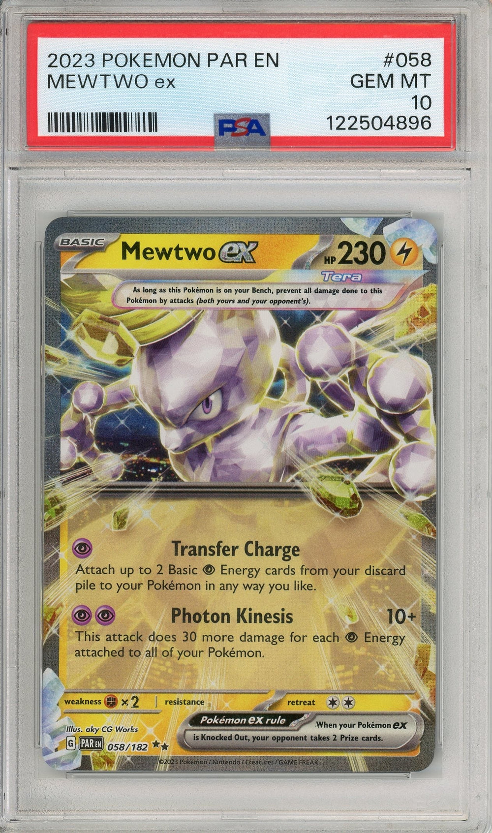 Pokemon Graded: Mewtwo ex 58/182 Paradox Rift (2023) PSA 10