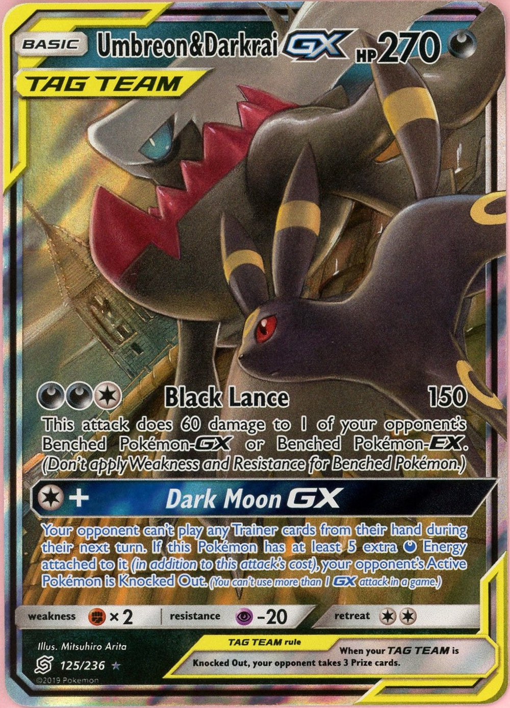 Pokemon Single: Umbreon & Darkrai GX #125 Unified Minds (2019) Ultra Rare NM