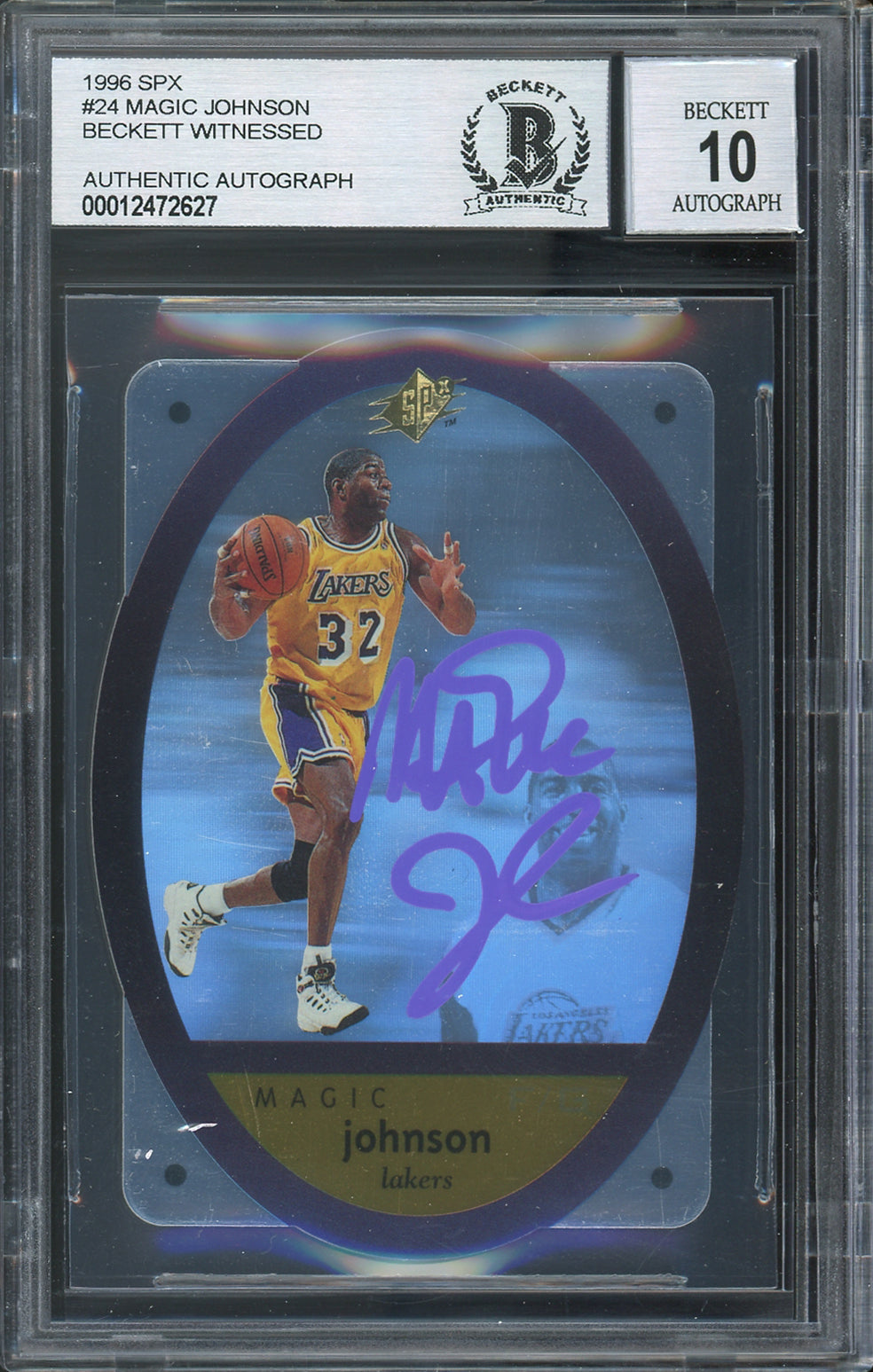 Lakers Magic Johnson Signed 1996 SPX #24 Card Auto Graded Gem Mint 10! BAS Slab