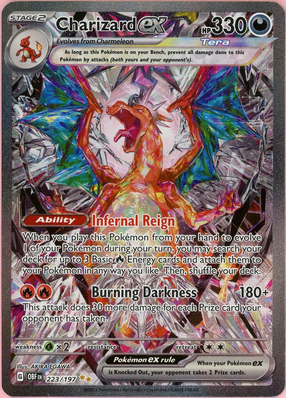 Pokemon Single: Charizard ex 223/197 Obsidian Flames (2023) SIR Holo MP