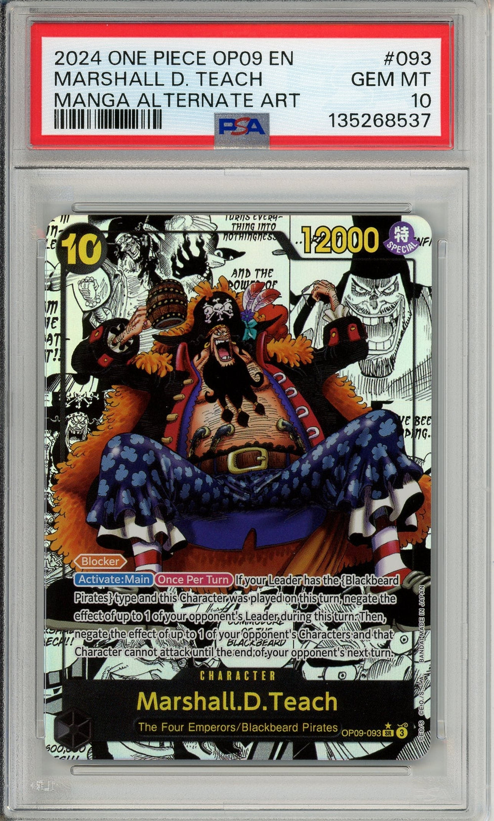 One Piece Graded: Marshall D. Teach Manga Alt Art OP09-093 Emperors in the New World PSA 10