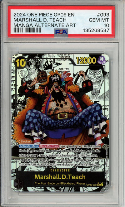 One Piece Graded: Marshall D. Teach Manga Alt Art OP09-093 Emperors in the New World PSA 10