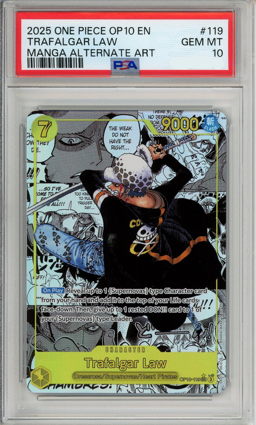 One Piece Graded: Trafalgar Law Manga Alt Art OP10-119 Royal Blood PSA 10