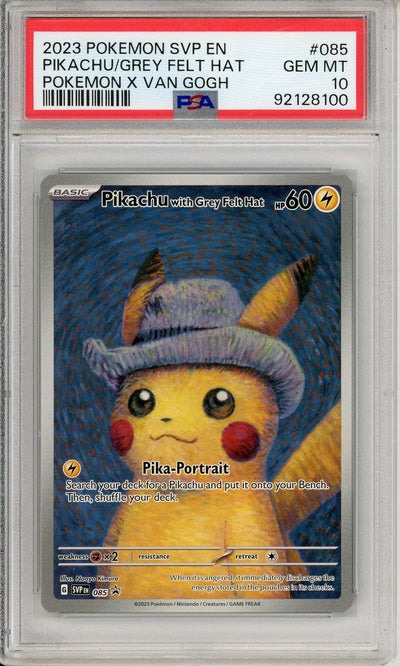 Pokemon Graded: Pikachu with Grey Felt Hat #85 Pokemon X Van Gogh (2023) PSA 10