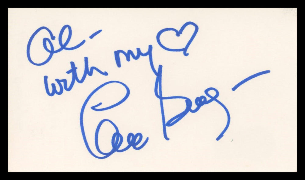 Laura Branigan "with my love" Authentic Signed 3x5 Index Card BAS #BV03448