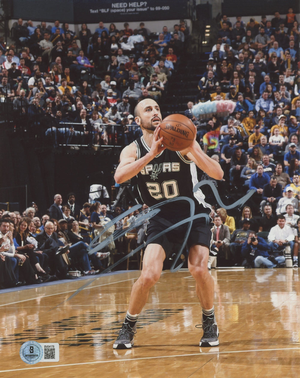 Spurs Manu Ginobili Authentic Signed 8x10 Vertical Photo BAS #BV04178