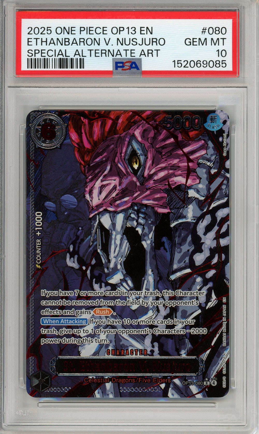One Piece Graded: Ethanbaron V. Nusjuro OP13-080 Special Alternate Art PSA 10