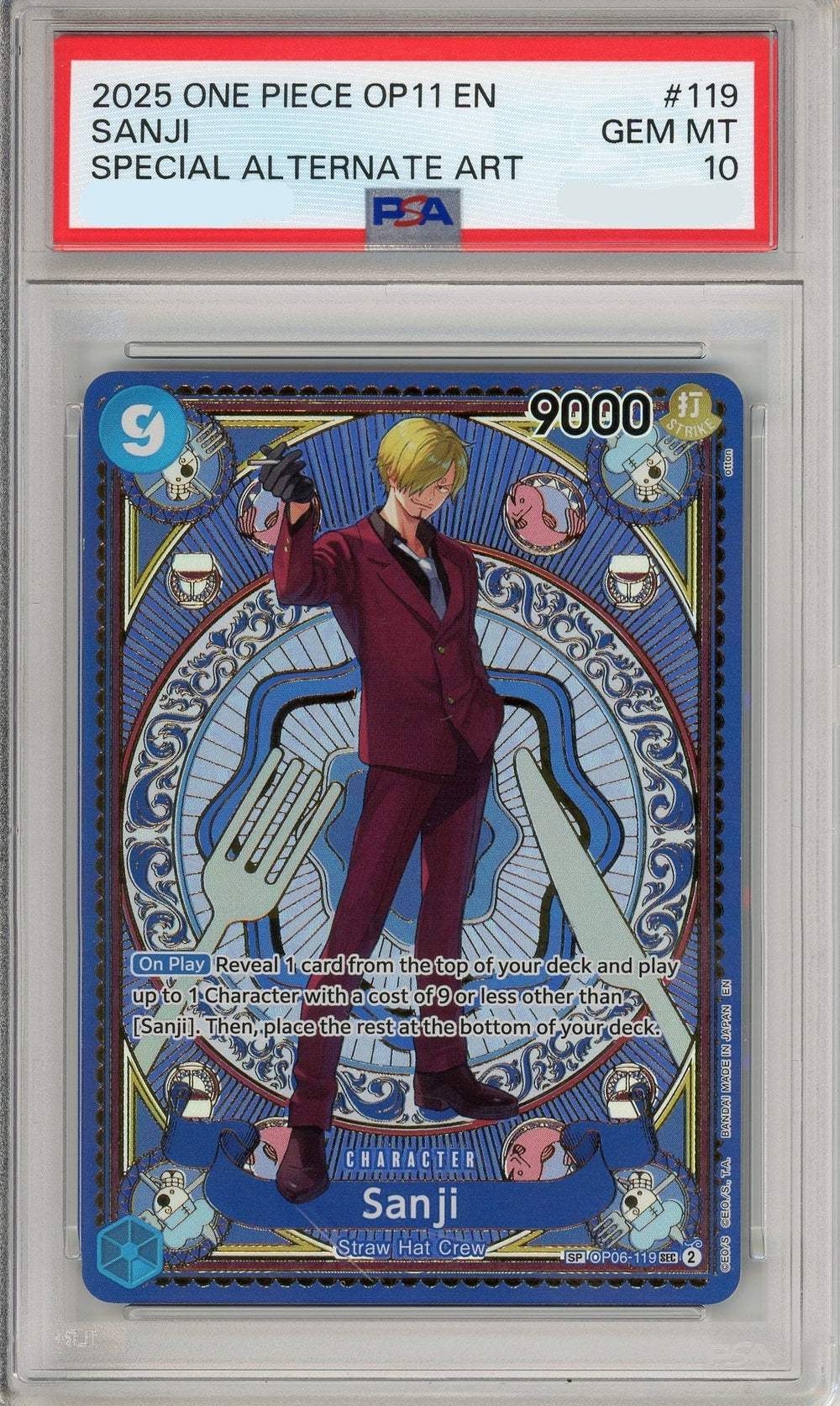 One Piece Graded: Sanji OP06-119 Special Alternate Art PSA 10