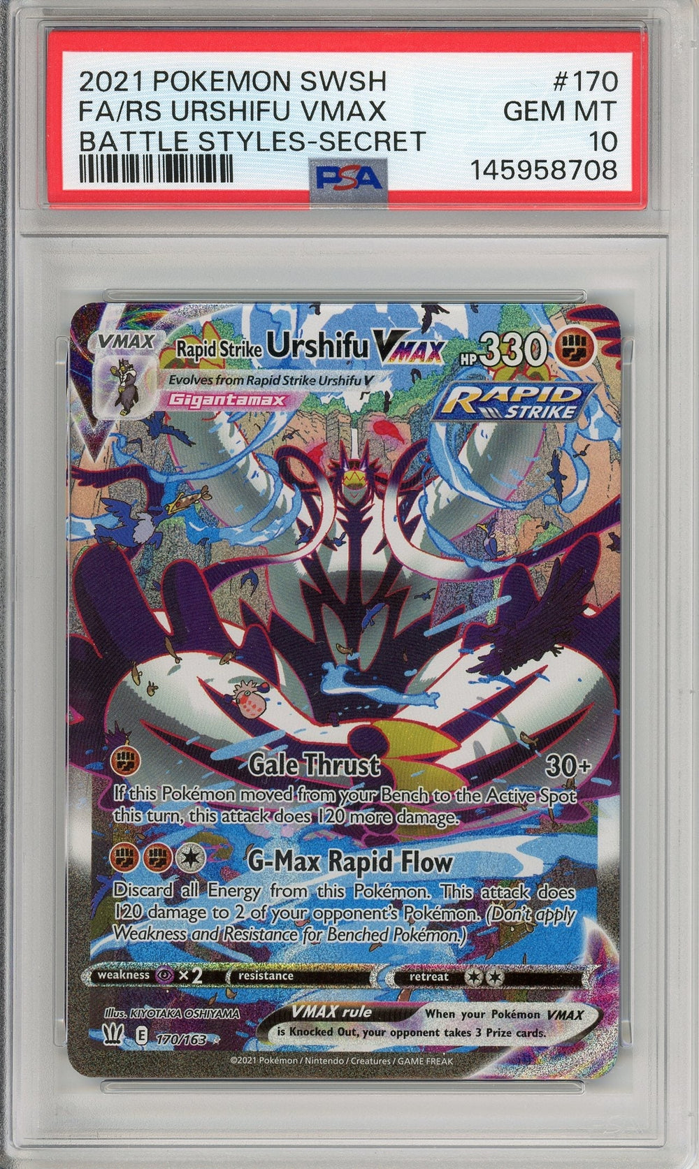 Pokemon Graded: Rapid Strike Urshifu VMAX 170/163 Battle Styles (2021) Full Art PSA 10