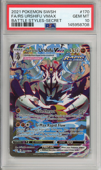 Pokemon Graded: Rapid Strike Urshifu VMAX 170/163 Battle Styles (2021) Full Art PSA 10
