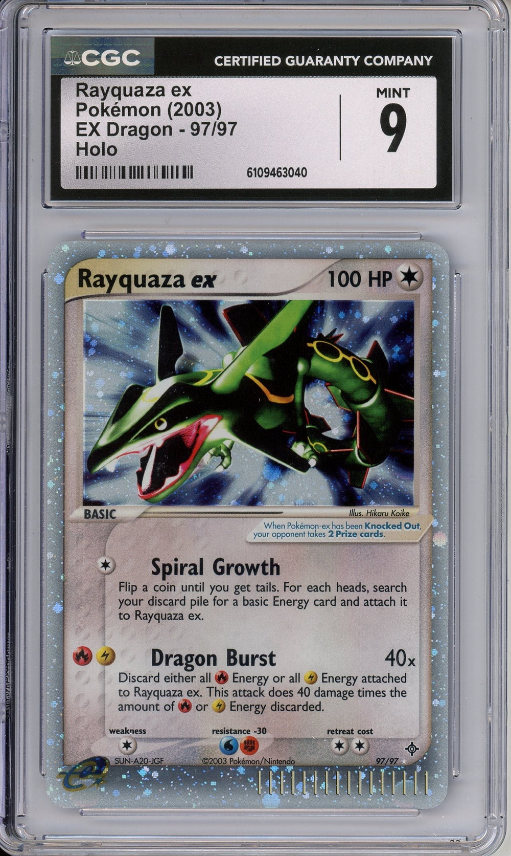 Pokemon Graded: Rayquaza ex 97/97 EX Dragon (2003) Holo CGC 9