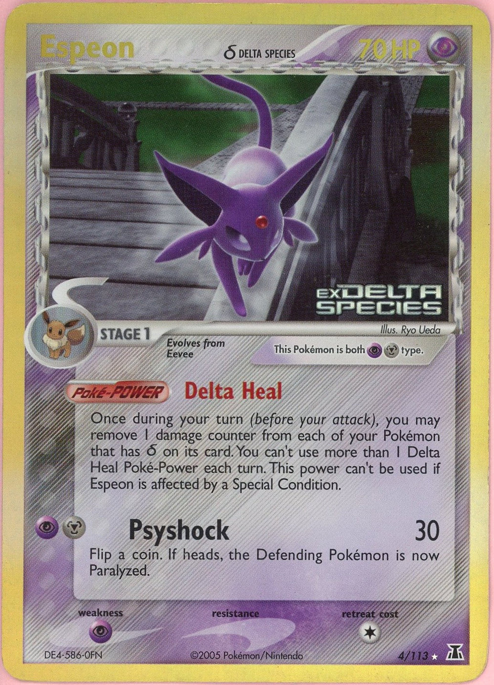 Pokemon Single: Espeon 4/113 Delta Species (2005) Reverse Holo LP