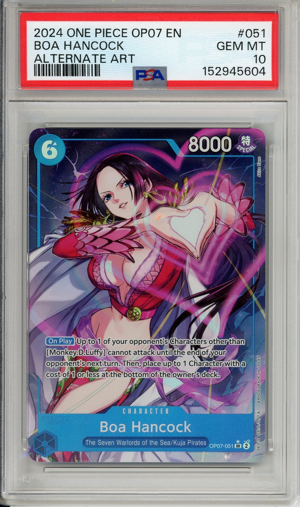 One Piece Graded: Boa Hancock OP07-051 500 Years In The Future Alternate Art PSA 10
