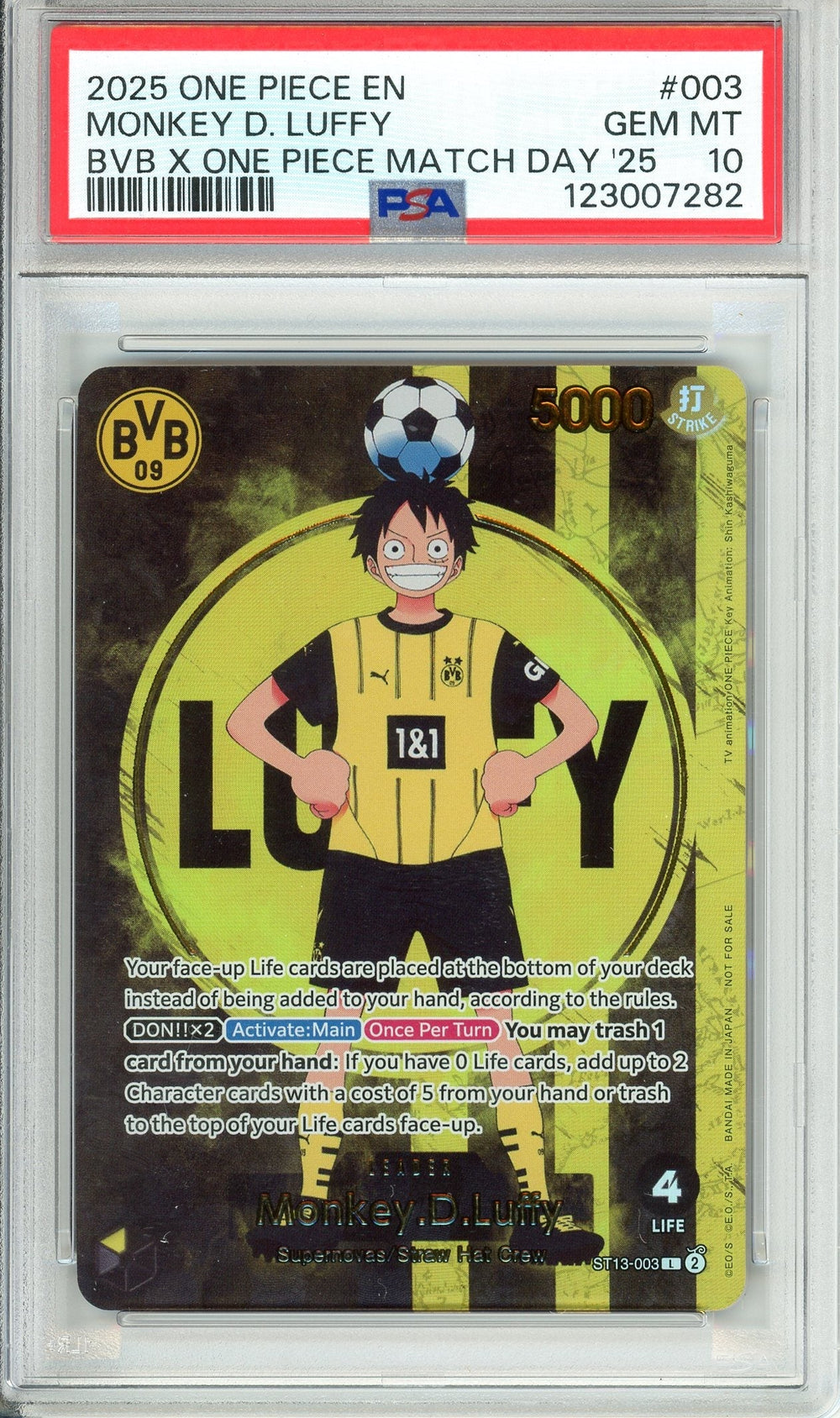 One Piece Graded: Monkey D. Luffy ST13-003 BVB X Match Day '25 PSA 10
