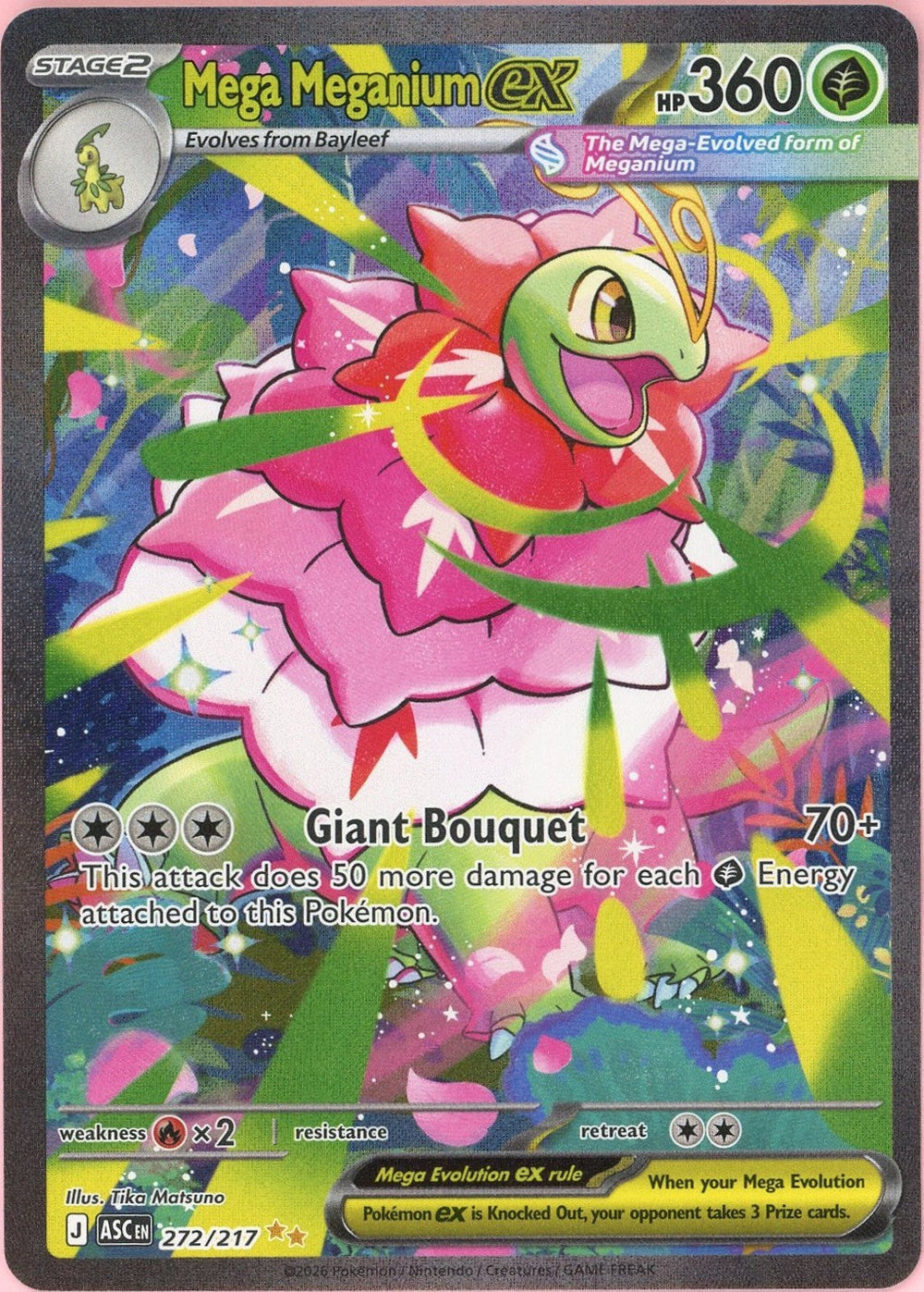 Pokemon Single: Mega Meganium ex 272/217 Ascended Heroes (2026) SIR NM
