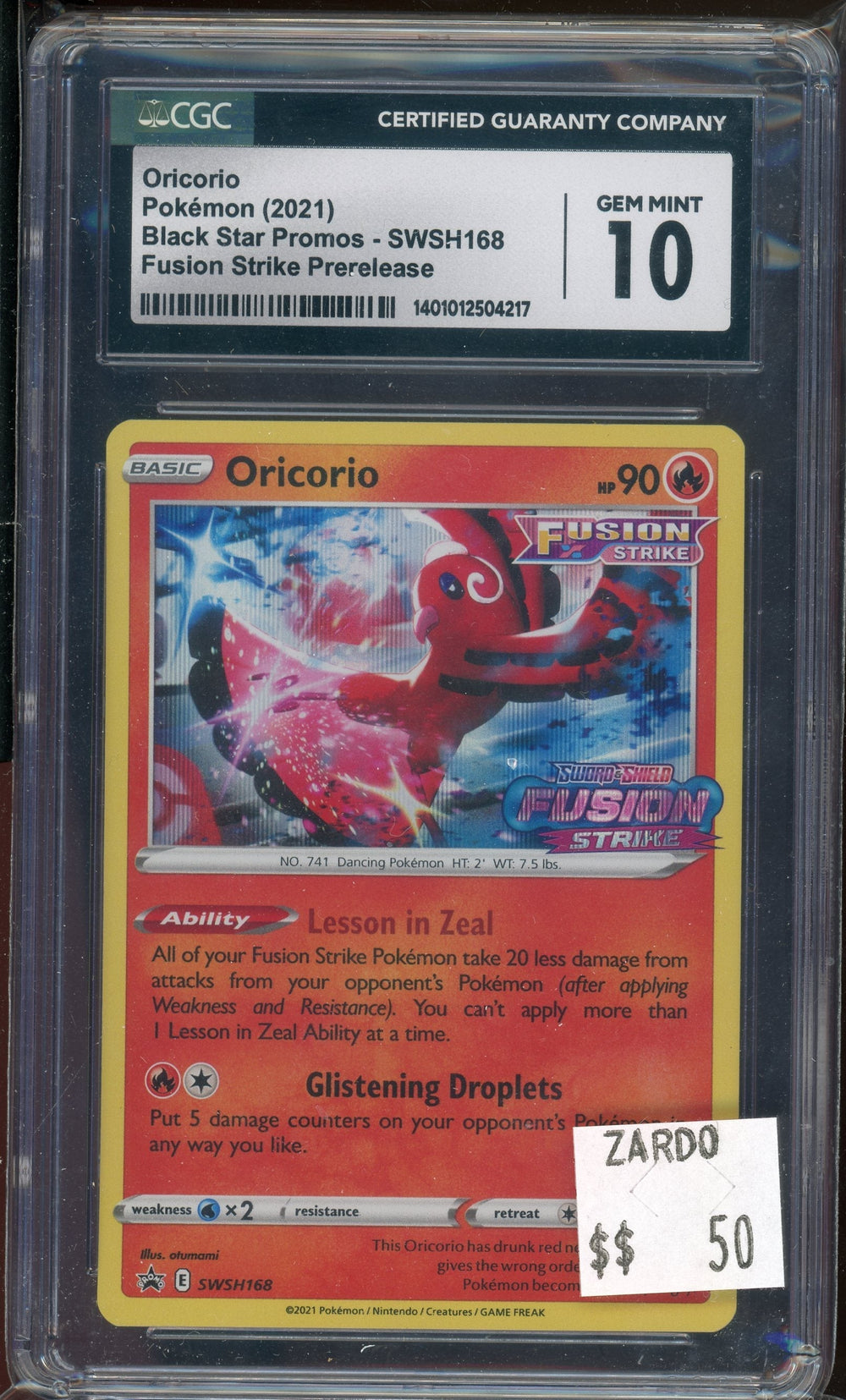 CGC 10 ORICORIO FUSION STRIKE PRERELEASE