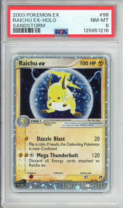 Pokemon Graded: Raichu ex 98/100 Sandstorm (2003) Holo PSA 8