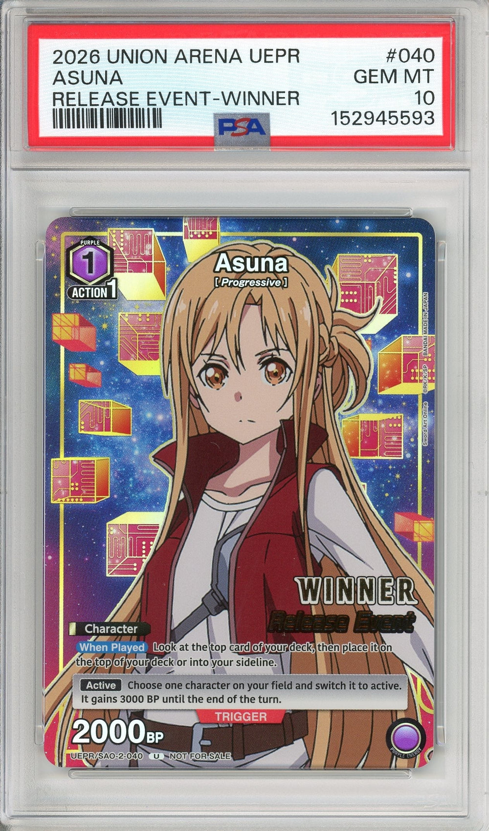 Union Arena Graded: Asuna #40 Release Event Winner (2026) PSA 10
