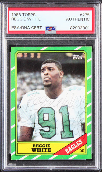 Eagles Reggie White Authentic Signed 1986 Topps #275 Card PSA/DNA Slabbed