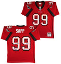 Buccaneers Warren Sapp "3x Insc" Signed Red Mitchell & Ness Jersey BAS Witnessed