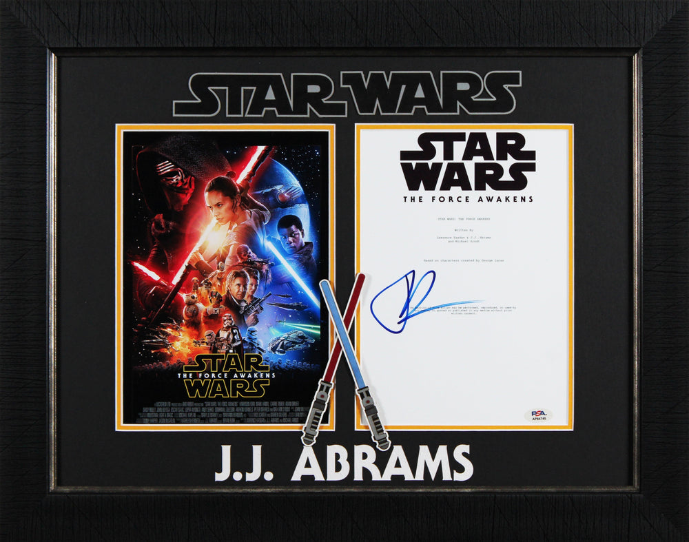 J.J. Abrams Signed & Framed Star Wars The Force Awakens Script Cover Photo PSA