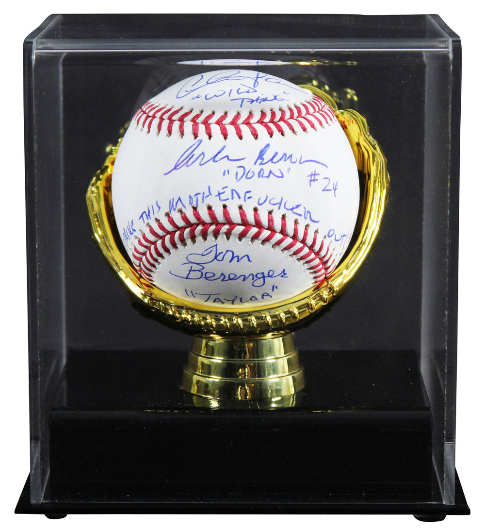 Major League (3) Sheen, Berenger & Bernsen Signed Oml Baseball W/ Case BAS Wit 1