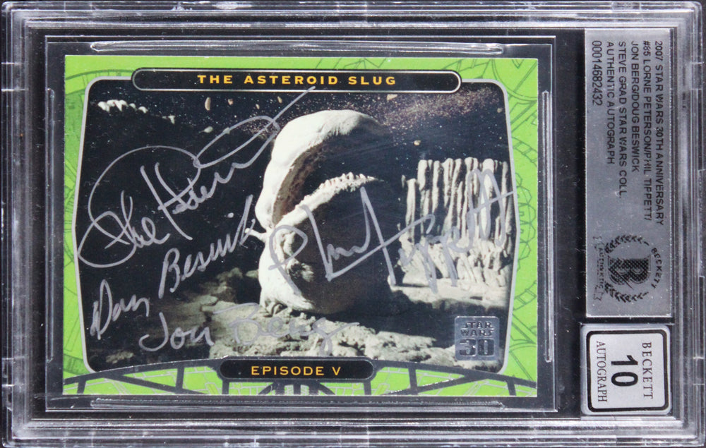 (4) Peterson +3 Signed 2007 Star Wars 30th Anniv #85 Card Auto 10! BAS Slabbed